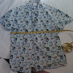 Denim & Flower Light Blue Patterned Casual Shirt. Has Scooters & Palm Trees